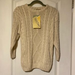 Vintage Diane von Furstenberg Cable Sweater with Peal accents
